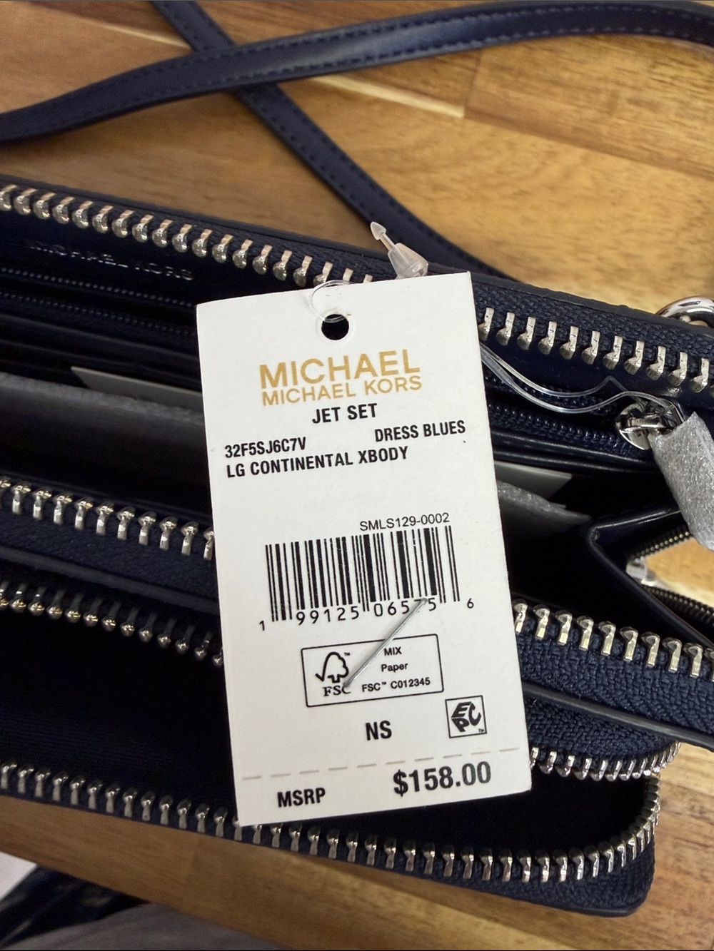 Michael Kors Dark Blue MK Monogram Crossbody Wallet - Picture 2 of 4